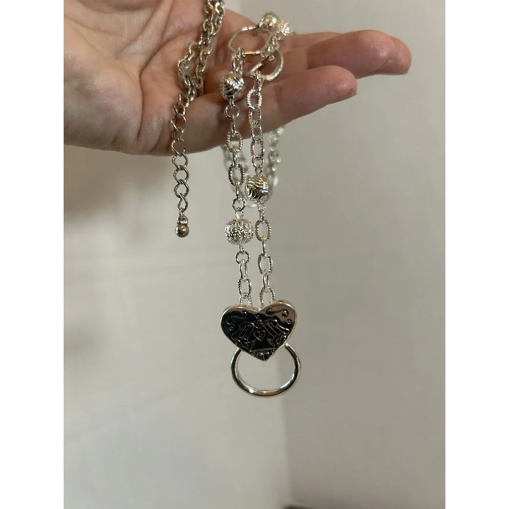 Angel Design ID Badge Holder Necklace Glasses Chain Silver Tone Lanyard 14” NIP